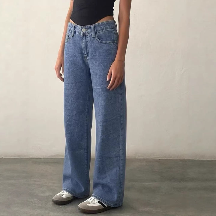 Damen Wide High-Waist Jeans med klassisk skärning och fransade fållar Mirla-Eva Jonsson