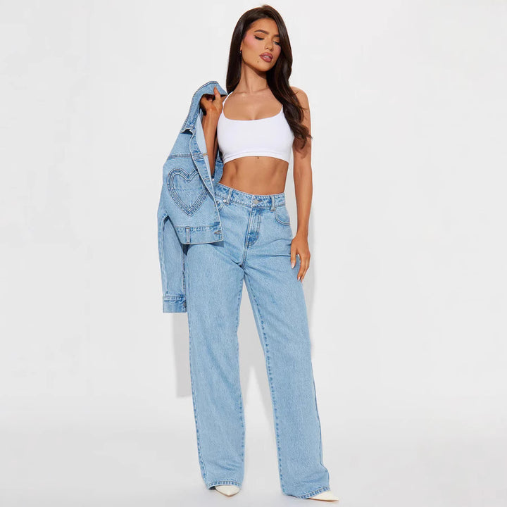 Damen Wide High-Waist Jeans med klassisk skärning och fransade fållar Mirla-Eva Jonsson