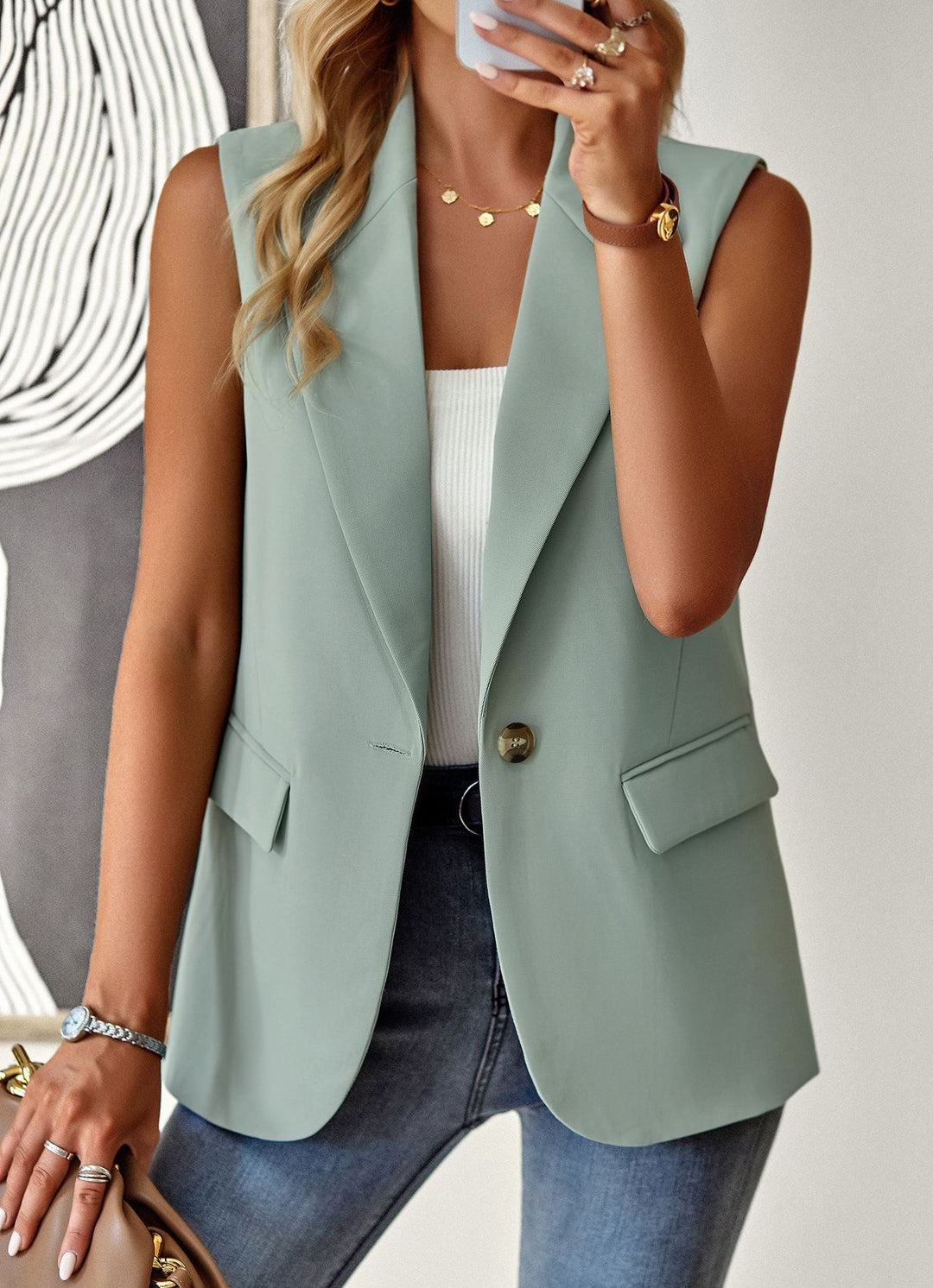 Damen ärmelloses Blazer-Oberteil mit taillierter Silhouette Mirla-Eva Jonsson
