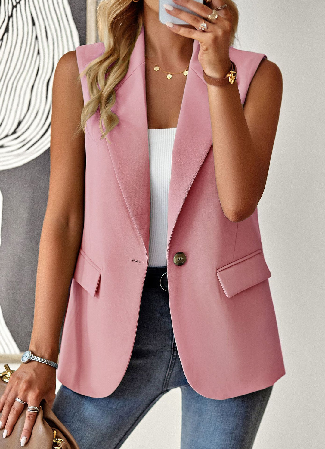 Damen ärmelloses Blazer-Oberteil mit taillierter Silhouette Mirla-Eva Jonsson