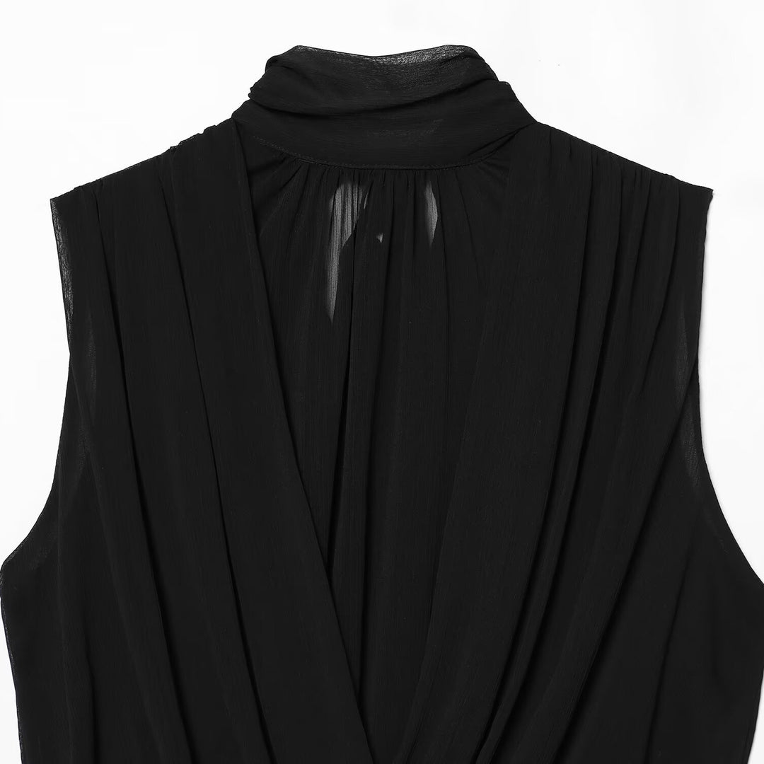 Damen ärmelloses Drapé-Oberteil mit elegantem Halsschlitz und fließendem Schnitt Mirla-Eva Jonsson
