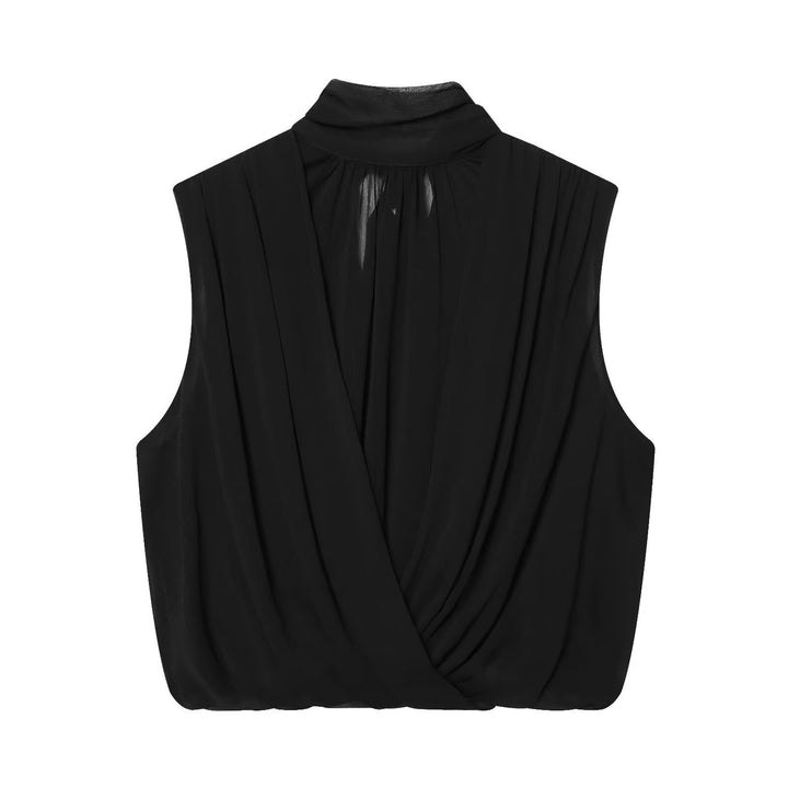 Damen ärmelloses Drapé-Oberteil mit elegantem Halsschlitz und fließendem Schnitt Mirla-Eva Jonsson