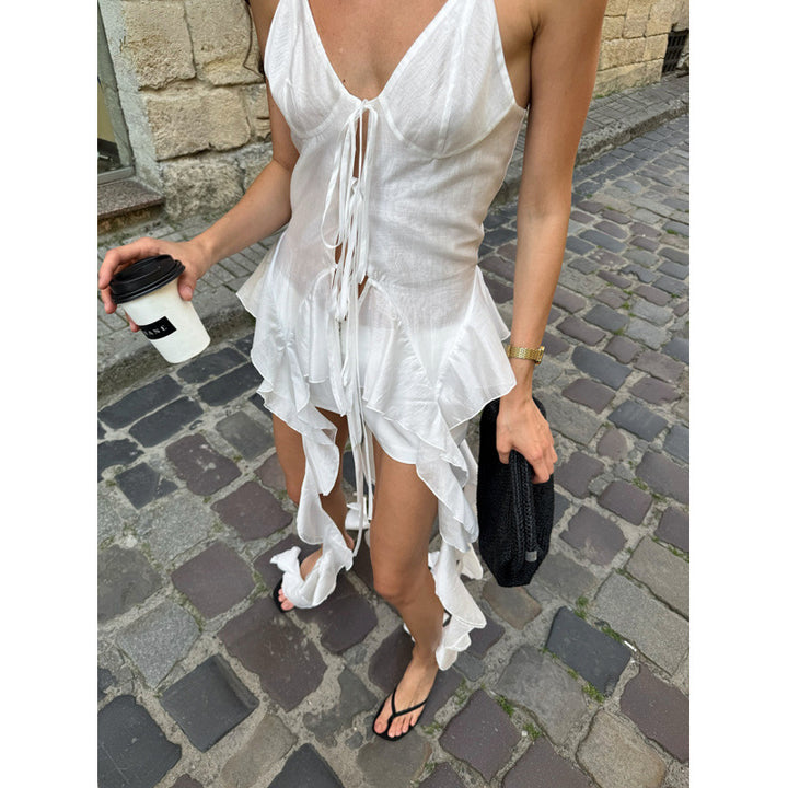 Damen ärmelloses Strandkleid mit Schnürung und schwingendem Saum Mirla-Eva Jonsson