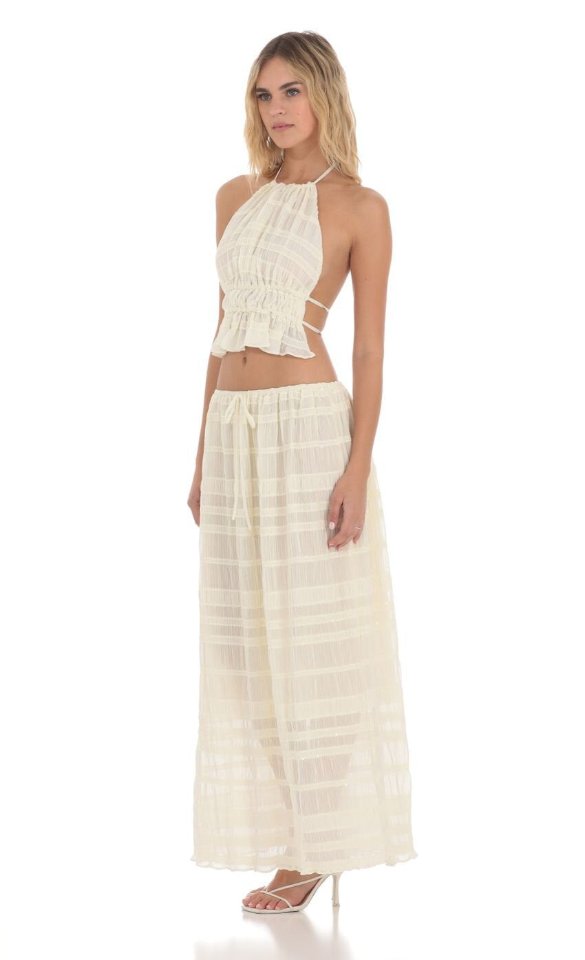 Damen ärmlös Boho-Crop-Top med elastisk midjeförsamling och plisserade detaljer Mirla-Eva Jonsson