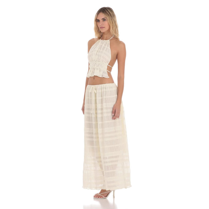 Damen ärmlös Boho-Crop-Top med elastisk midjeförsamling och plisserade detaljer Mirla-Eva Jonsson