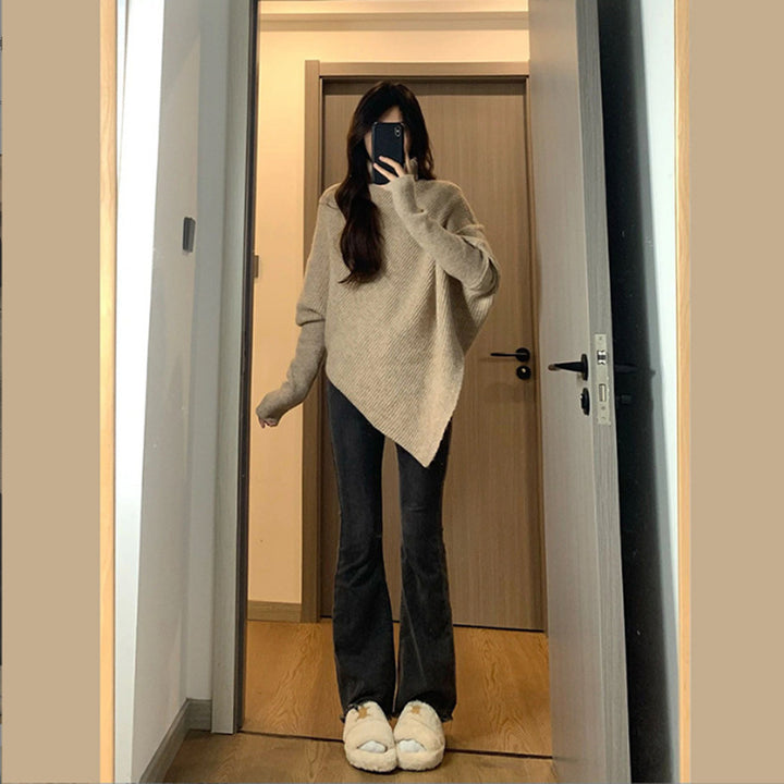 Damen asymmetrischer Strickpullover im lässigen Oversized-Design Eva Jonsson-Eva Jonsson