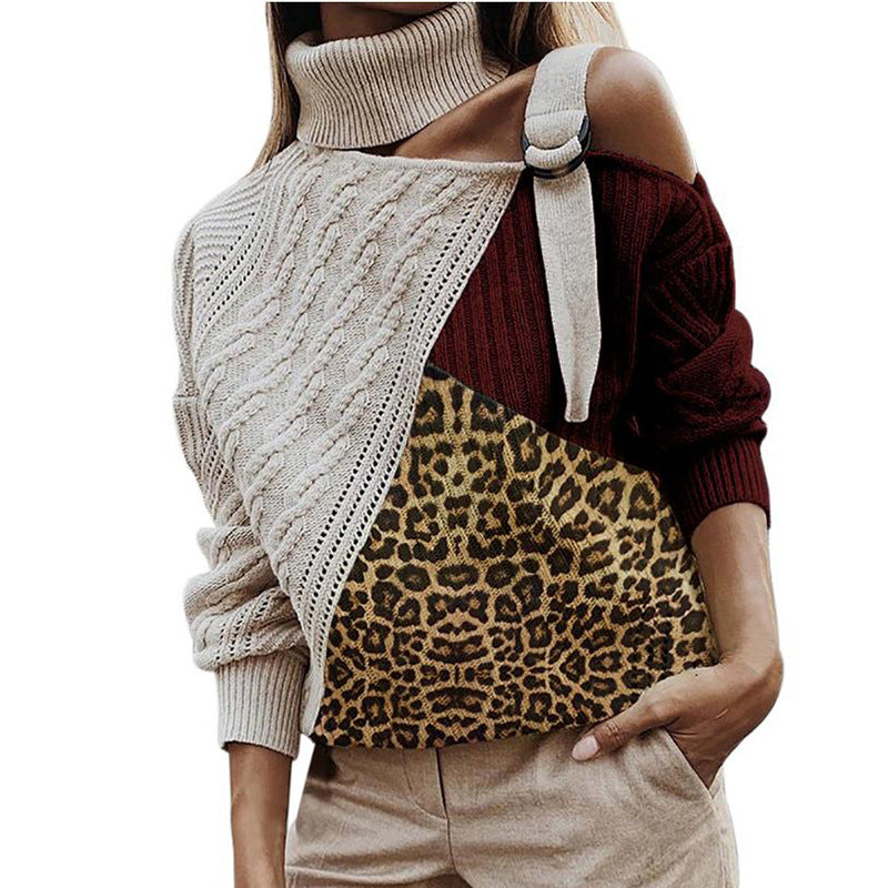 Damen asymmetrischer Strickpullover mit einzigartigem Karomuster und modischem Steg Mirla-Eva Jonsson