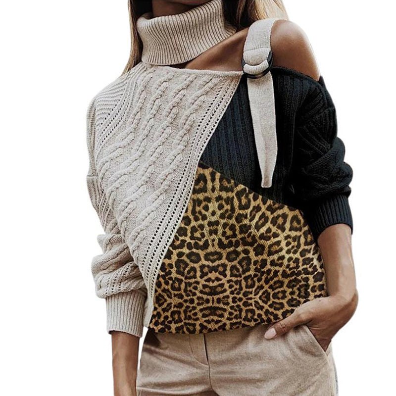 Damen asymmetrischer Strickpullover mit einzigartigem Karomuster und modischem Steg Mirla-Eva Jonsson