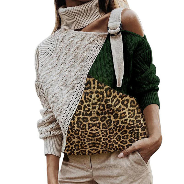 Damen asymmetrischer Strickpullover mit einzigartigem Karomuster und modischem Steg Mirla-Eva Jonsson