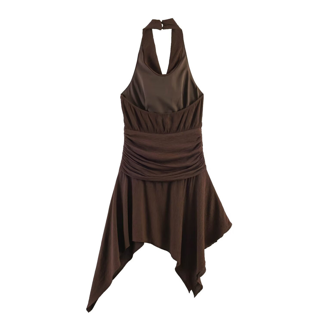 Damen asymmetrisk halterklänning med elegant draperingsdesign Mirla-Eva Jonsson