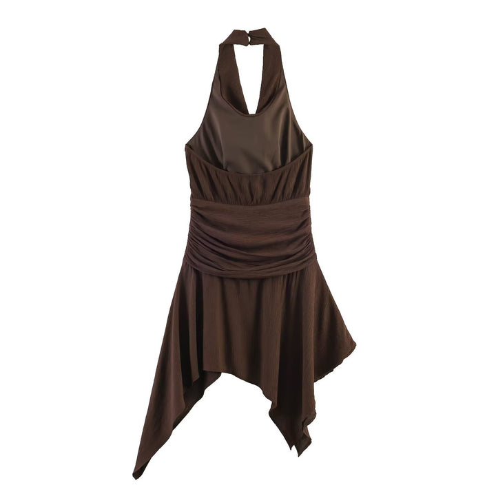 Damen asymmetrisk halterklänning med elegant draperingsdesign Mirla-Eva Jonsson