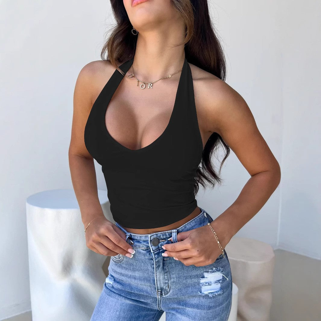 Damen asymmetrisk skuren halterneck-top Mirla-Eva Jonsson