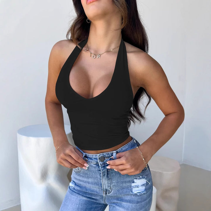 Damen asymmetrisk skuren halterneck-top Mirla-Eva Jonsson