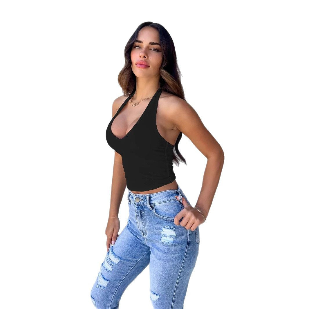 Damen asymmetrisk skuren halterneck-top Mirla-Eva Jonsson