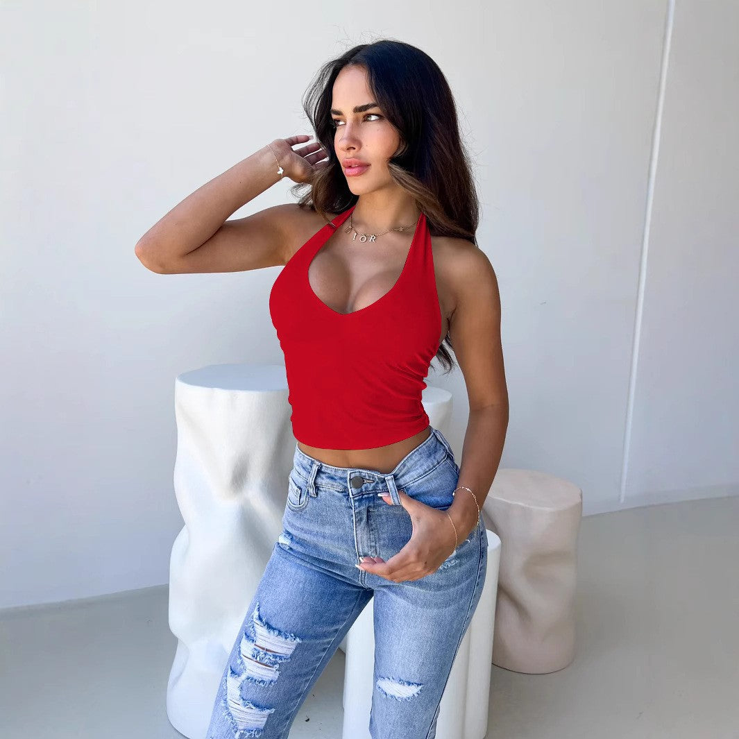 Damen asymmetrisk skuren halterneck-top Mirla-Eva Jonsson