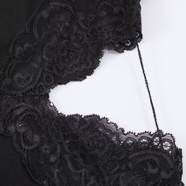 Damen asymmetrisk spetsoberdel med eleganta volangdetaljer Mirla-Eva Jonsson