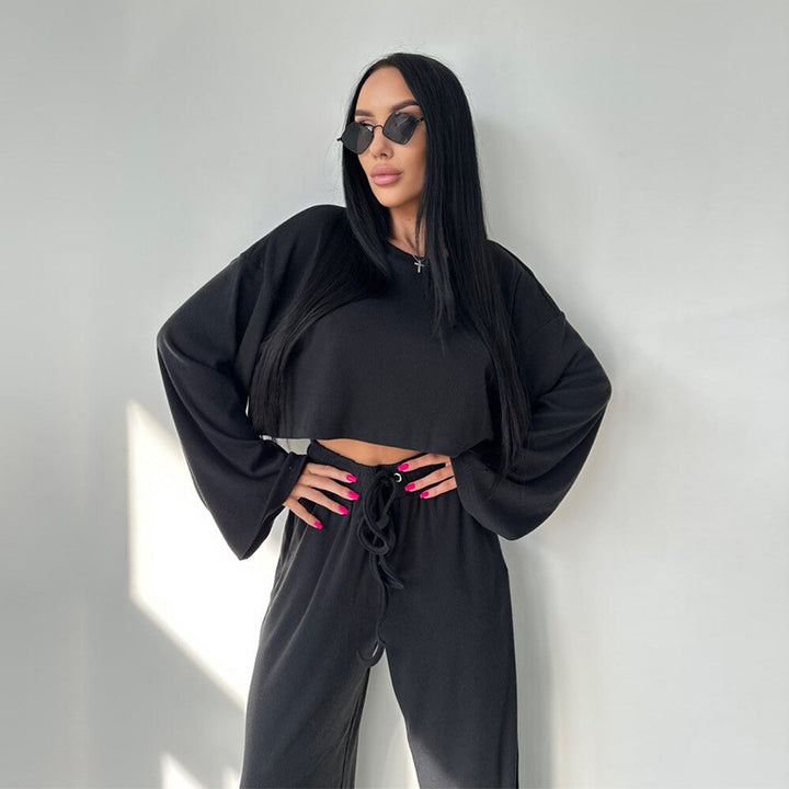 Damen avslappnad cropped topp och vid fritidsbyxa Mirla-Eva Jonsson