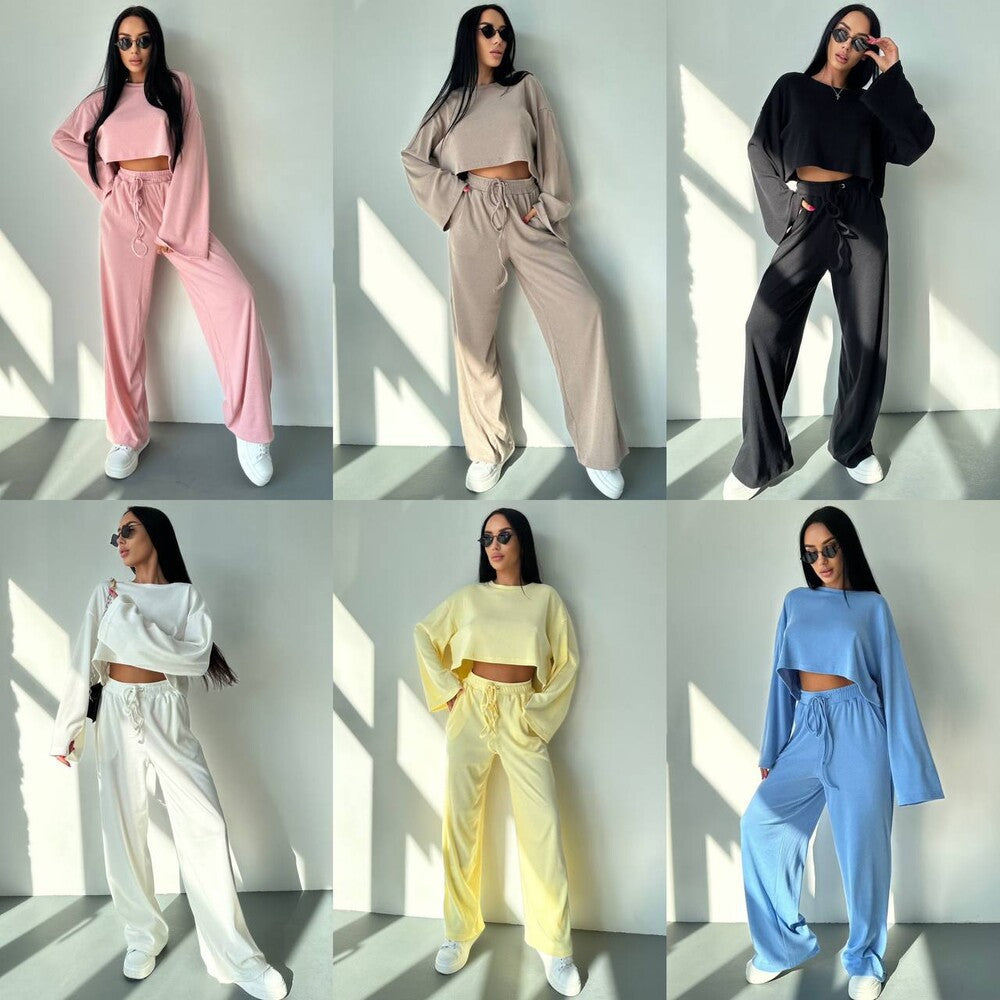 Damen avslappnad cropped topp och vid fritidsbyxa Mirla-Eva Jonsson