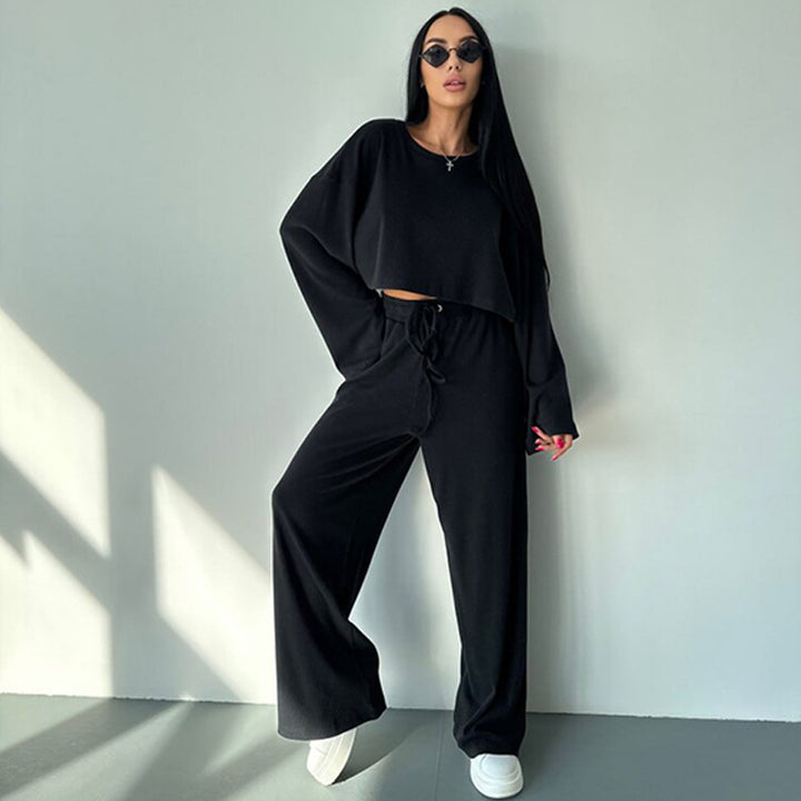 Damen avslappnad cropped topp och vid fritidsbyxa Mirla-Eva Jonsson