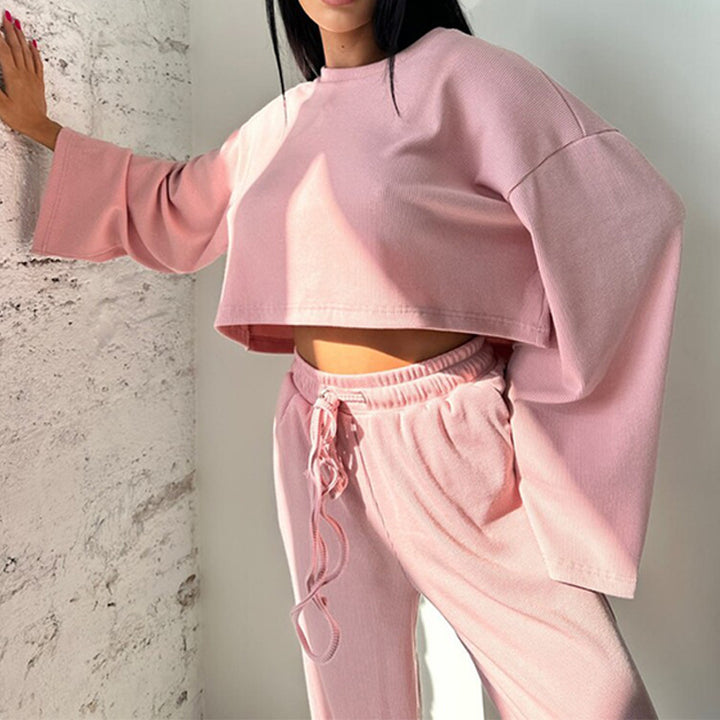 Damen avslappnad cropped topp och vid fritidsbyxa Mirla-Eva Jonsson