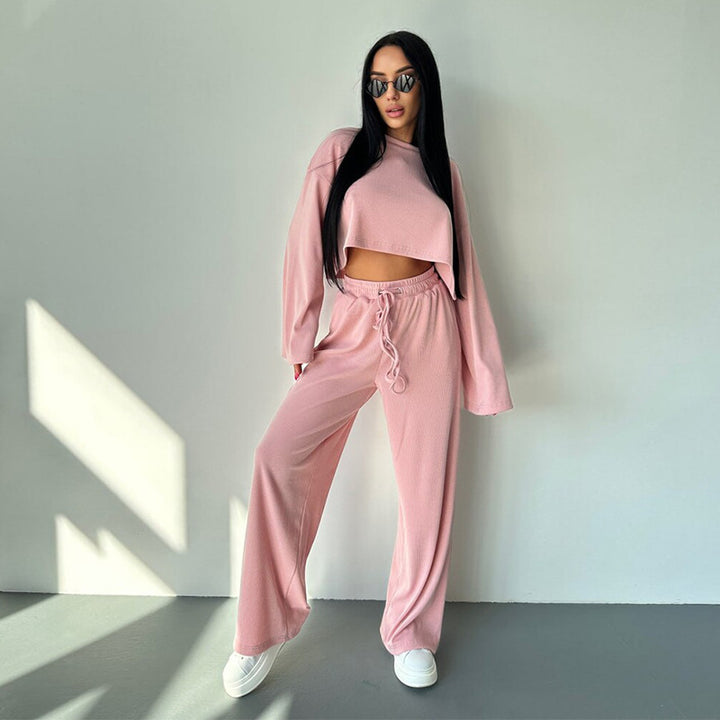 Damen avslappnad cropped topp och vid fritidsbyxa Mirla-Eva Jonsson