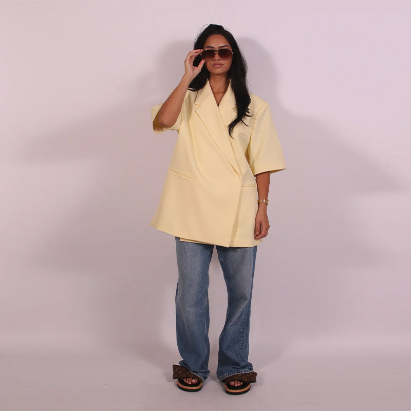 Damen avslappnad högkvalitativ oversized set med kortärmad jacka och shorts Mirla-Eva Jonsson
