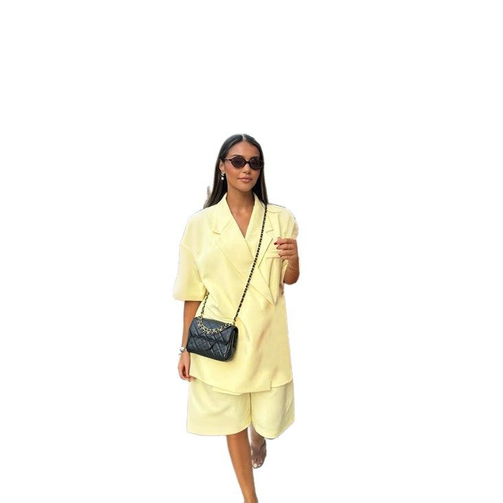 Damen avslappnad högkvalitativ oversized set med kortärmad jacka och shorts Mirla-Eva Jonsson