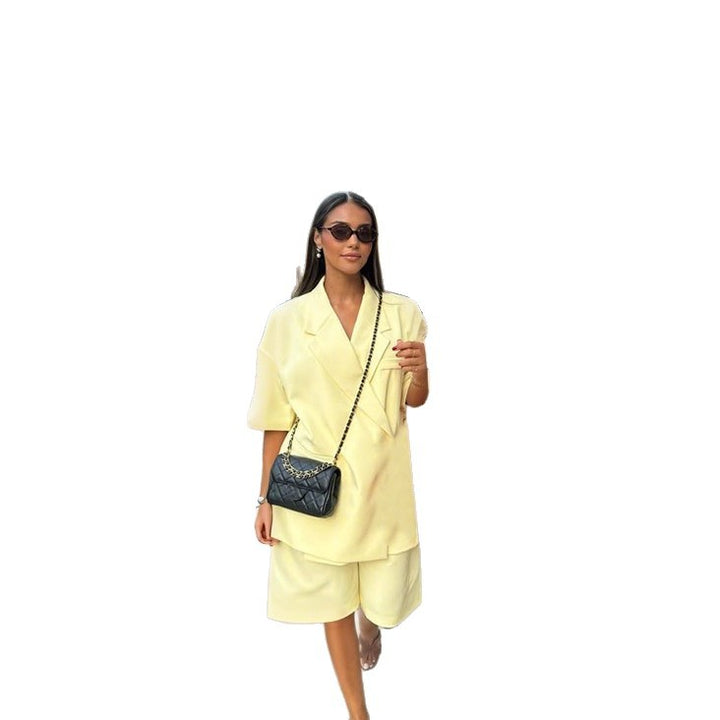 Damen avslappnad högkvalitativ oversized set med kortärmad jacka och shorts Mirla-Eva Jonsson