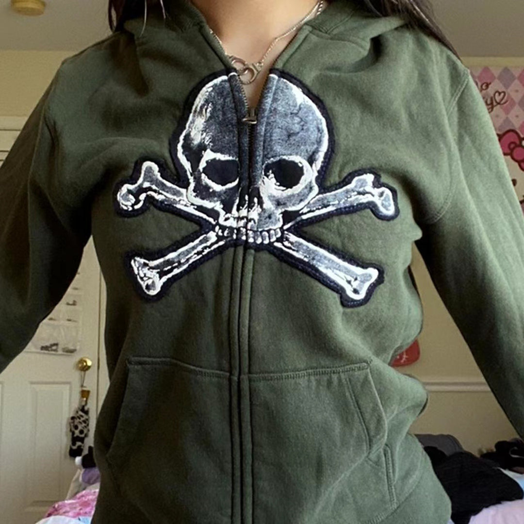 Damen avslappnad hoodie med unikt dödskalle-design Mirla-Eva Jonsson