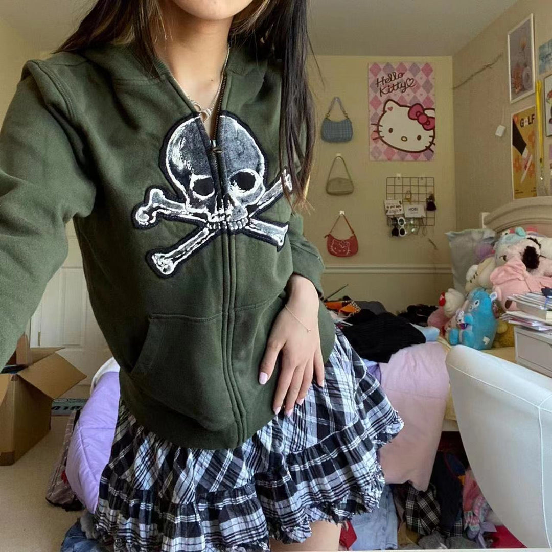 Damen avslappnad hoodie med unikt dödskalle-design Mirla-Eva Jonsson