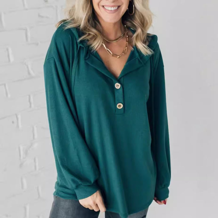 Damen avslappnad knapp-hoodie topp Mirla-Eva Jonsson
