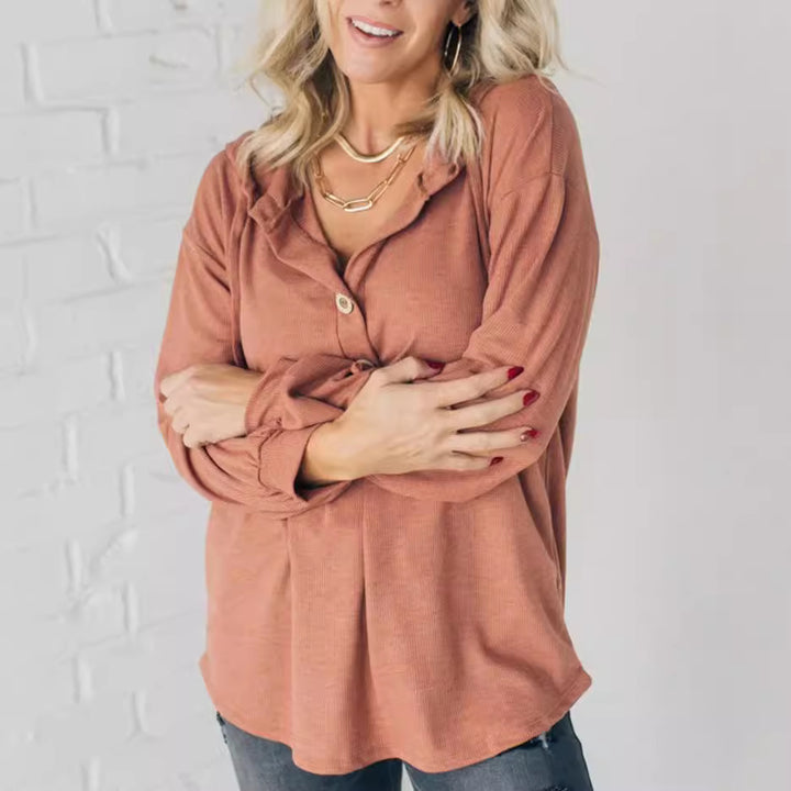 Damen avslappnad knapp-hoodie topp Mirla-Eva Jonsson