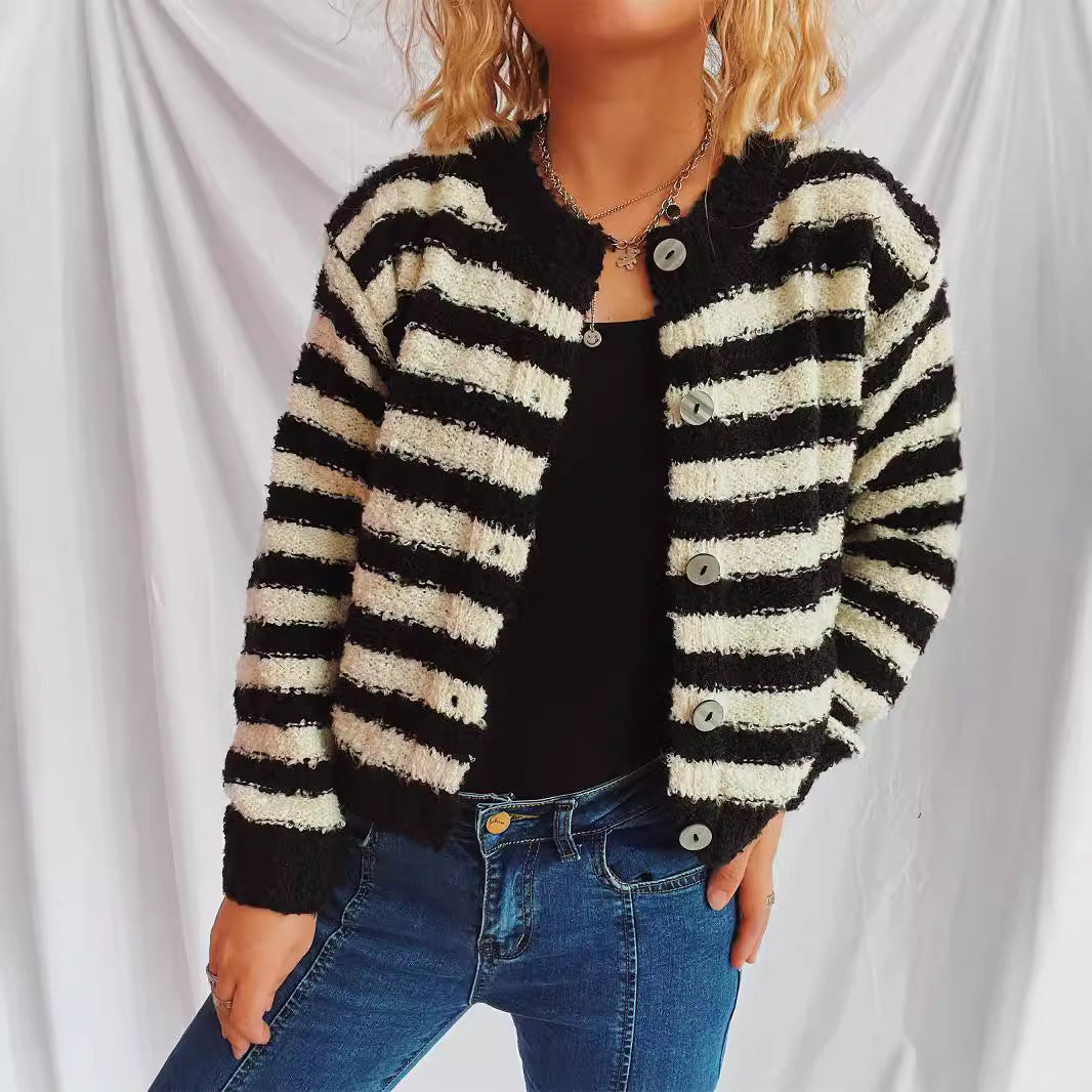 Damen avslappnad kofta med modern randig look Mirla-Eva Jonsson