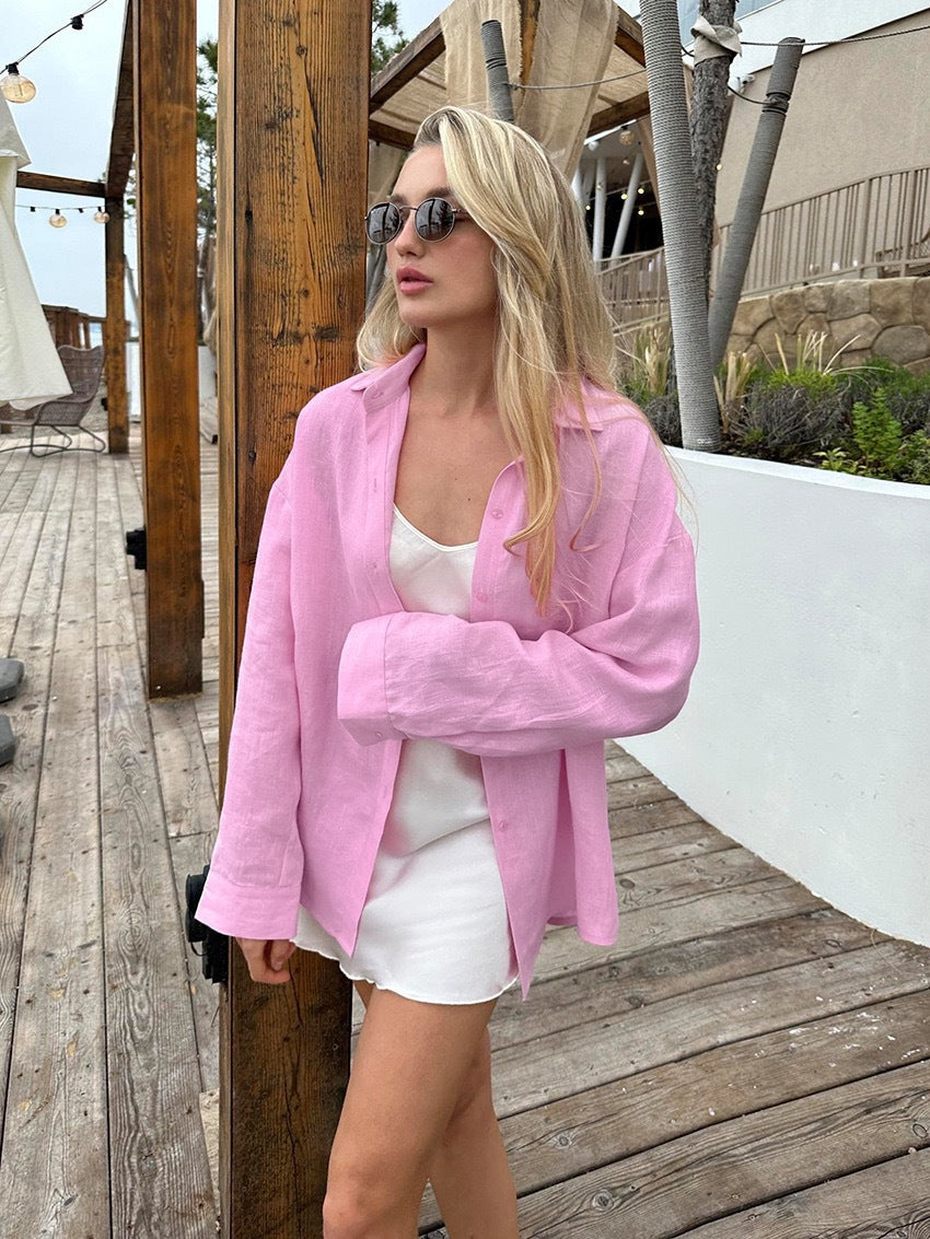 Damen avslappnad och elegant skjortblus med knut Mirla-Eva Jonsson