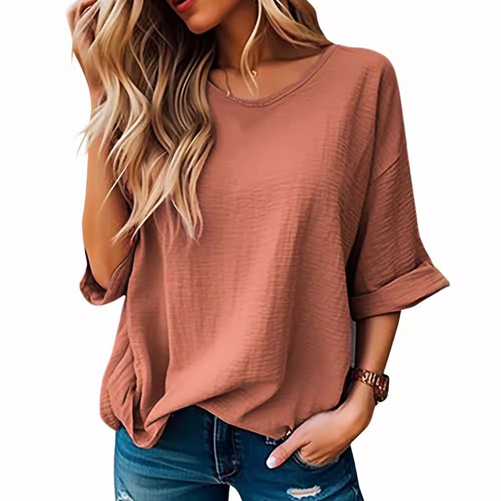 Damen avslappnad oversize-T-shirt med textur Mirla-Eva Jonsson
