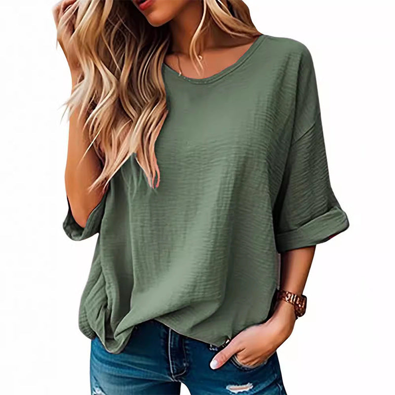 Damen avslappnad oversize-T-shirt med textur Mirla-Eva Jonsson