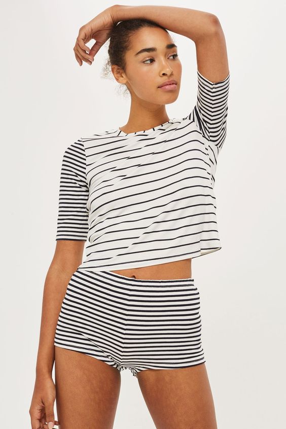 Damen avslappnad randig shorts-set Mirla-Eva Jonsson