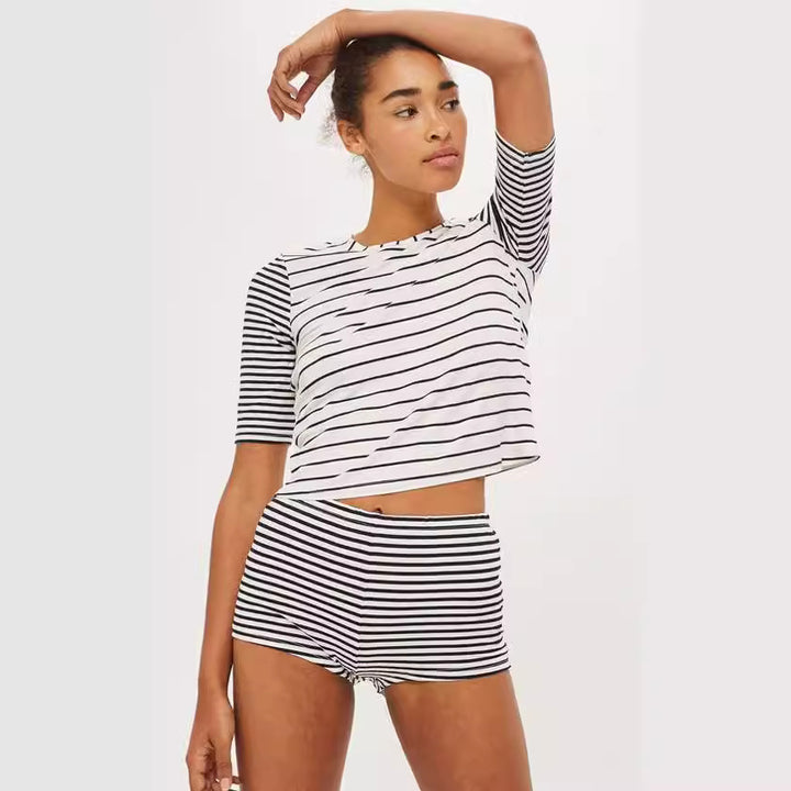 Damen avslappnad randig shorts-set Mirla-Eva Jonsson