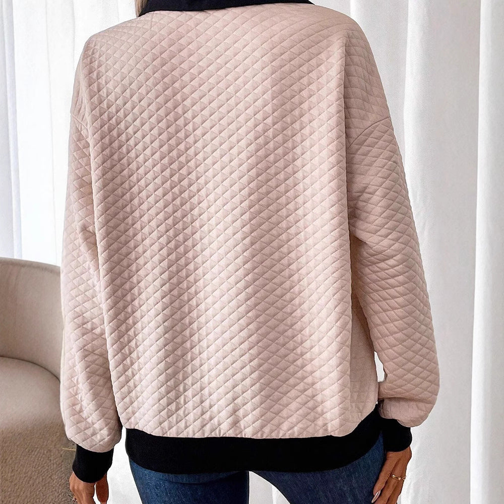 Damen avslappnad sweatshirt med klassisk polo-krage och knappdetaljer Mirla-Eva Jonsson