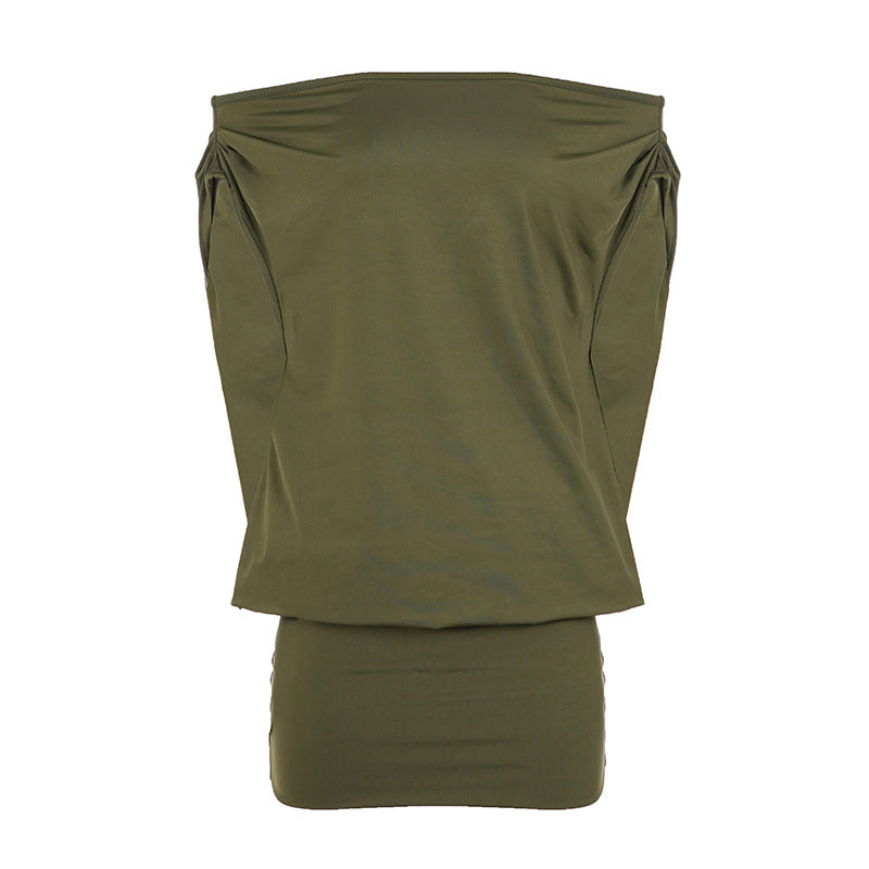 Damen avslappnad topp med off-shoulder design och rynkor Mirla-Eva Jonsson