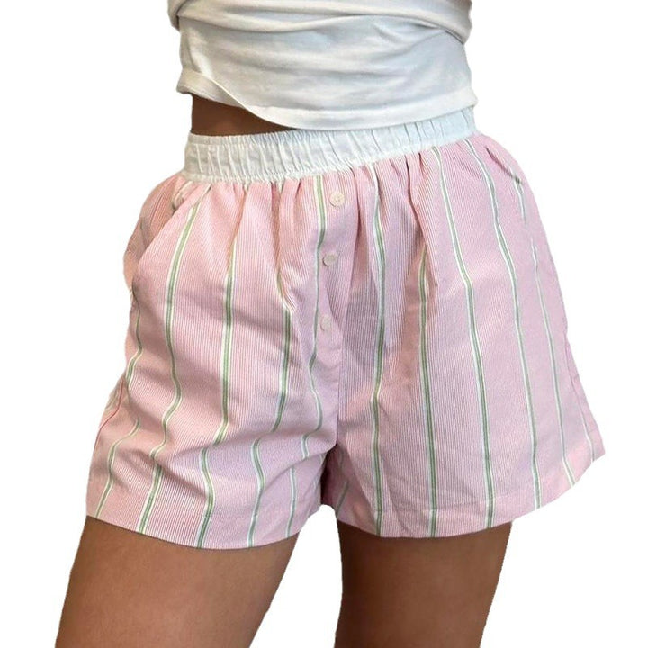Damen avslappnade korta pyjamasbyxor med elastisk midja och knytbälte Mirla-Eva Jonsson