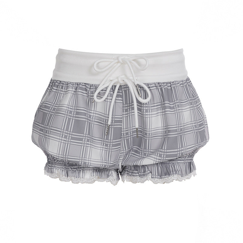 Damen avslappnade korta pyjamasbyxor med elastisk midja och knytbälte Mirla-Eva Jonsson