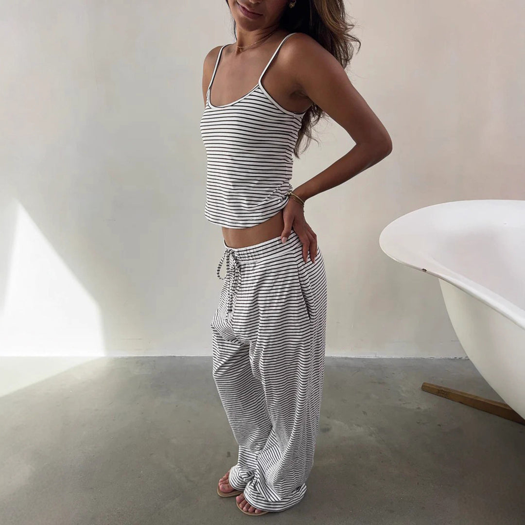 Damen avslappnat sportset i högkvalitativ jersey med genomgående gummiband Mirla-Eva Jonsson