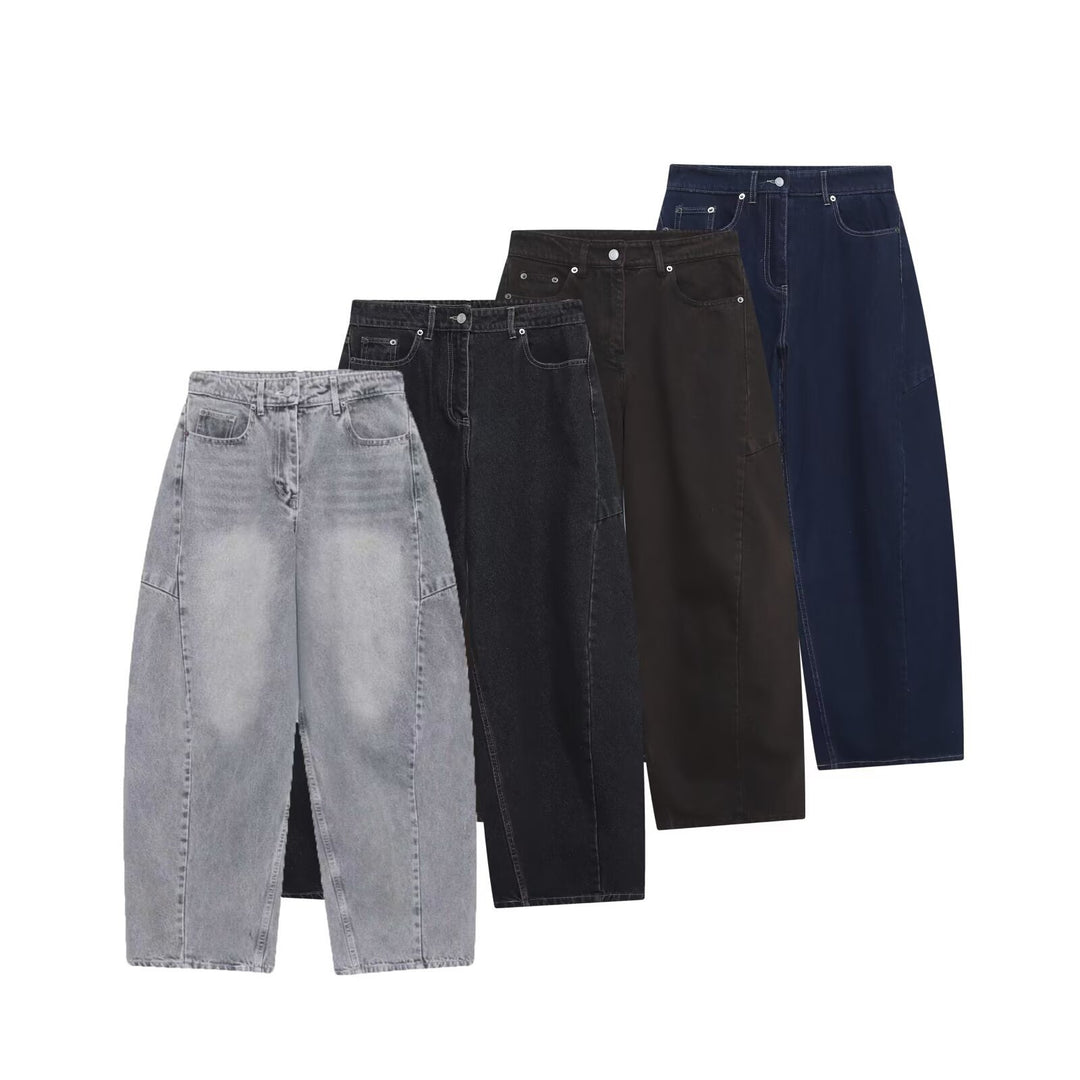 Damen baggy jeans i modern snitt med trendiga cargo-fickor Mirla-Eva Jonsson