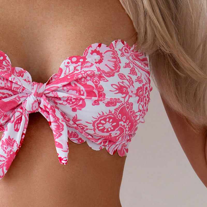 Damen bandeau-bikini med raffinerade blomprydnader Mirla-Eva Jonsson