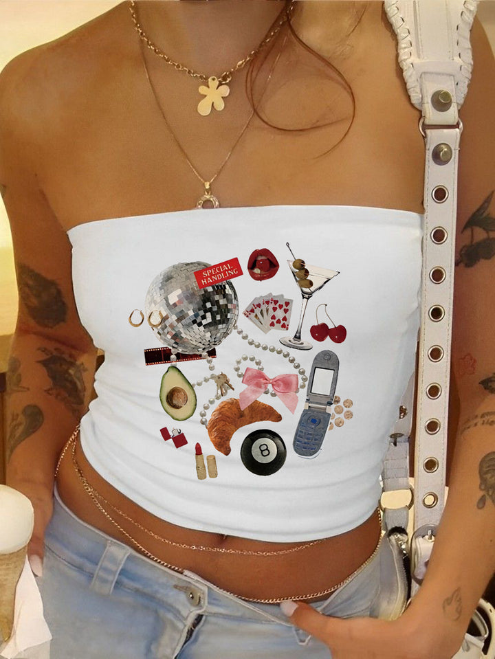 Damen bandeau top mit Frucht Thema und figurbetonender Schnitt Mirla-Eva Jonsson