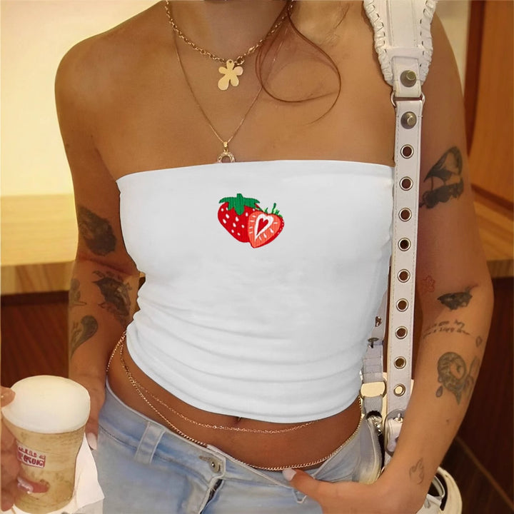 Damen bandeau top mit Frucht Thema und figurbetonender Schnitt Mirla-Eva Jonsson