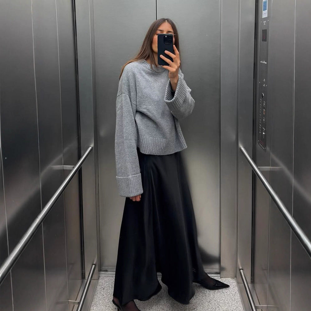 Damen bekväm, oversized stickad tröja Eva Jonsson-Eva Jonsson
