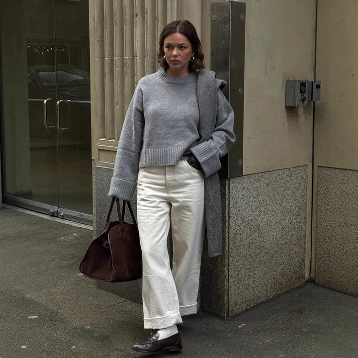 Damen bekväm, oversized stickad tröja Eva Jonsson-Eva Jonsson