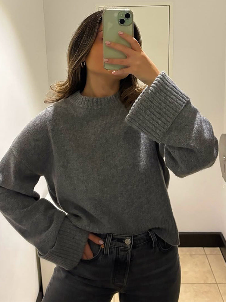 Damen bekväm, oversized stickad tröja Eva Jonsson-Eva Jonsson